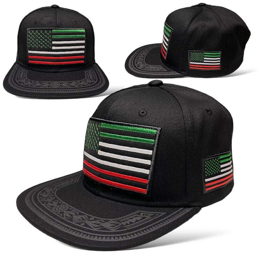 Mexican American Embroidered Frag - Mexico Baseball Snapback Cap Black